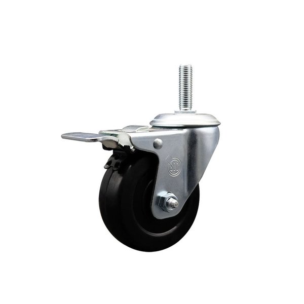 Service Caster 35 Inch Hard Rubber Wheel Swivel 58 Inch Threaded Stem Caster Total Lock Brake SCC SCC-TSTTL20S3514-HRS-58212